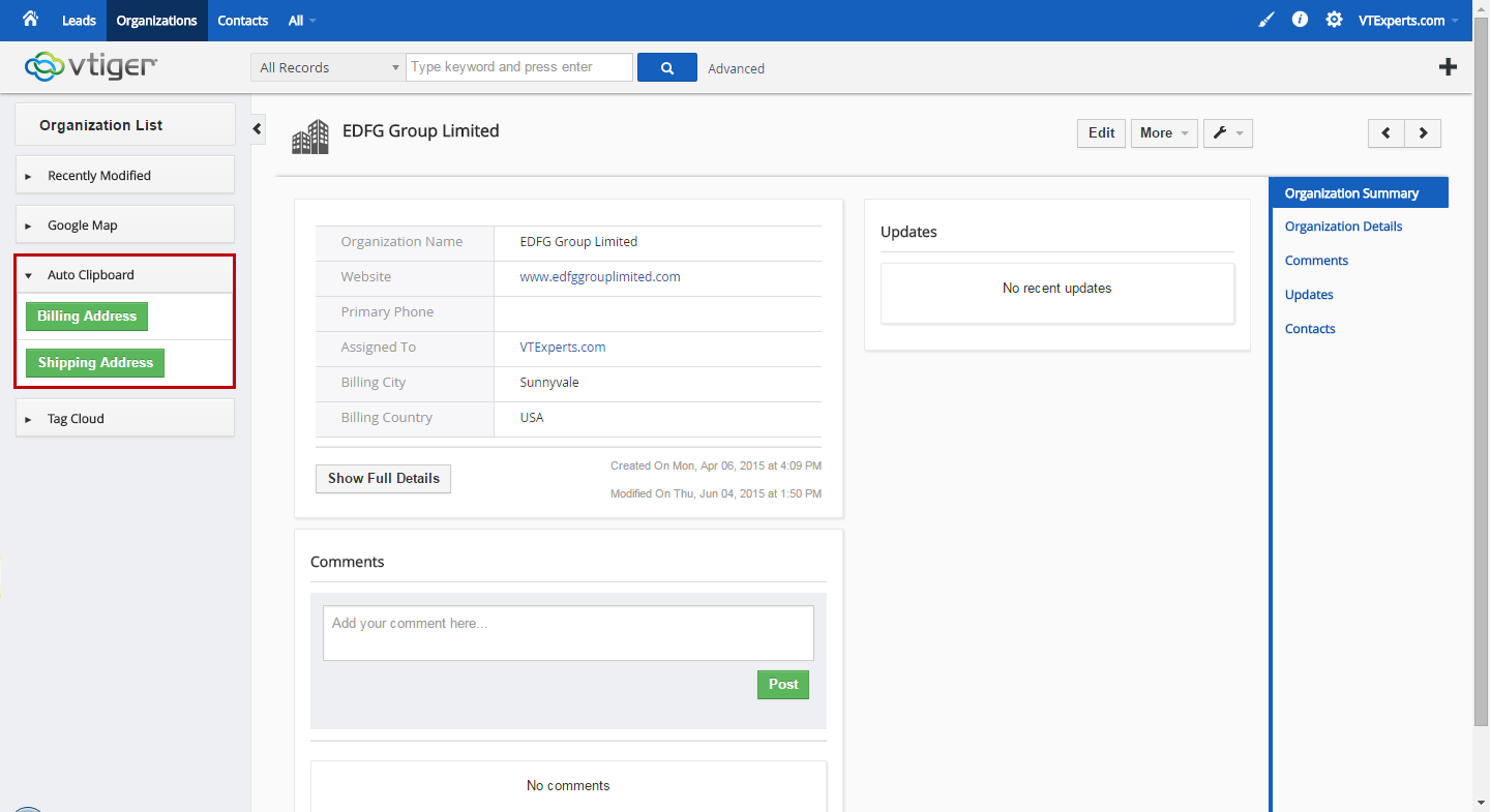 vTiger-Auto-Clipboard-Detail-View
