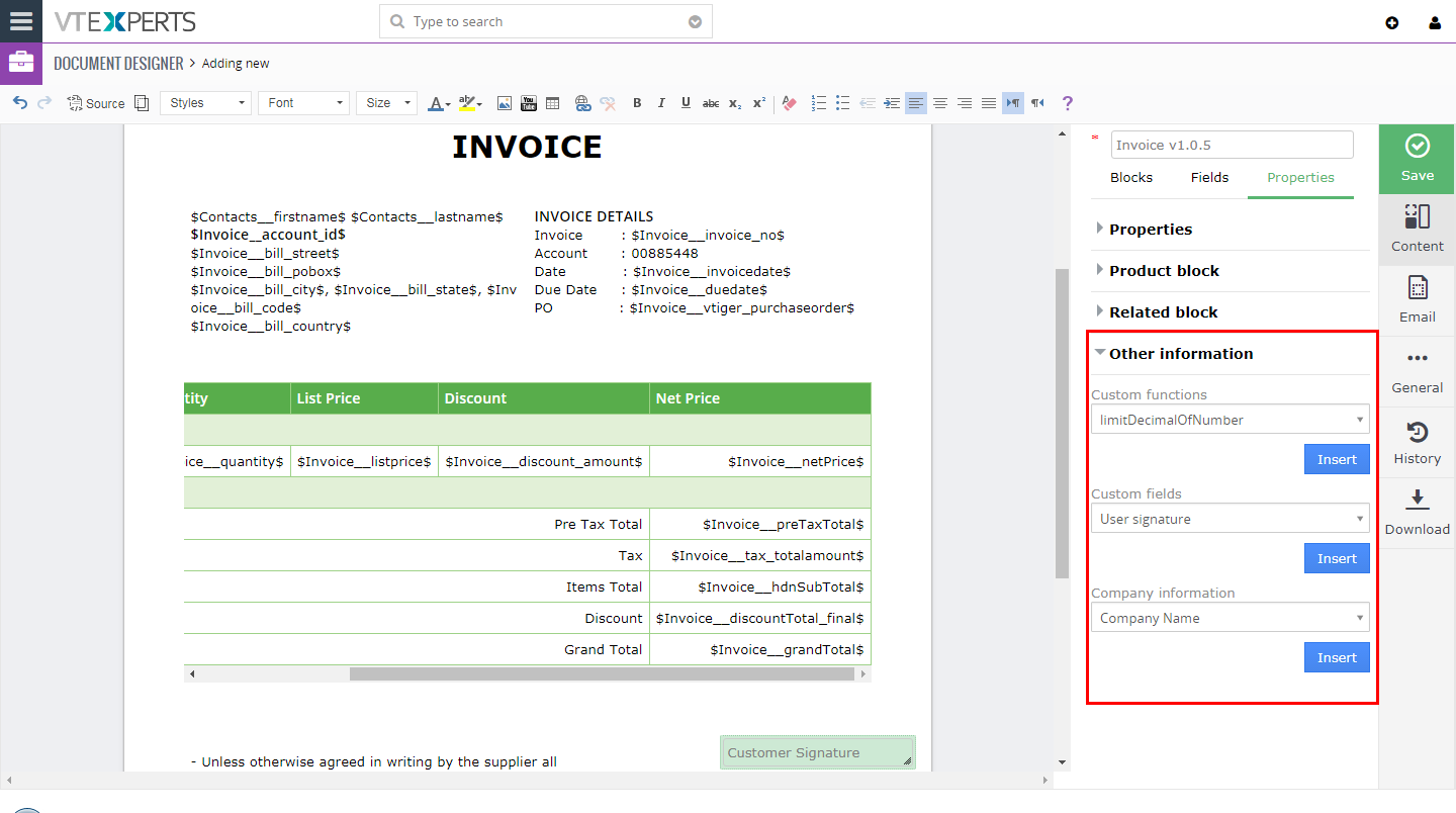 VTiger Document Designer & PDF Maker - Guide27