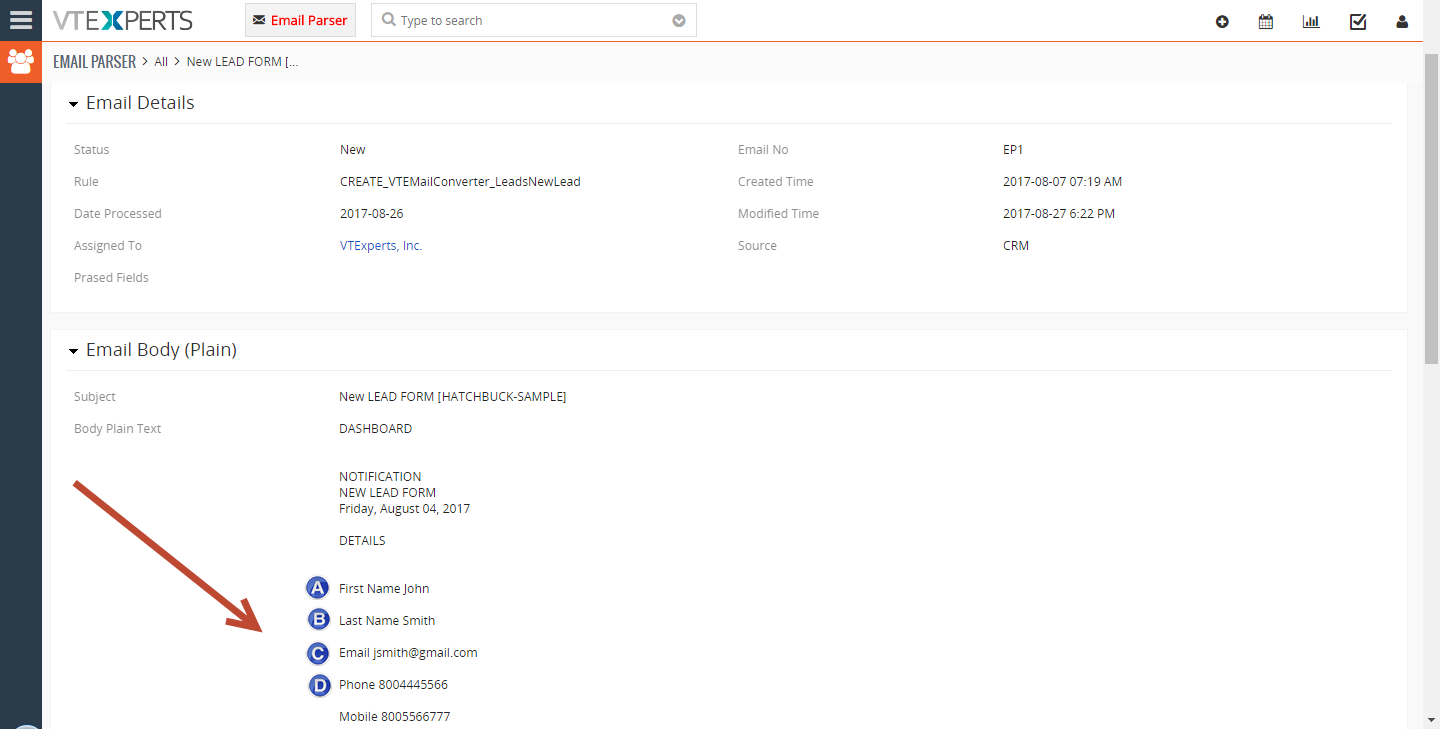 VTiger Email Parser Guide12png