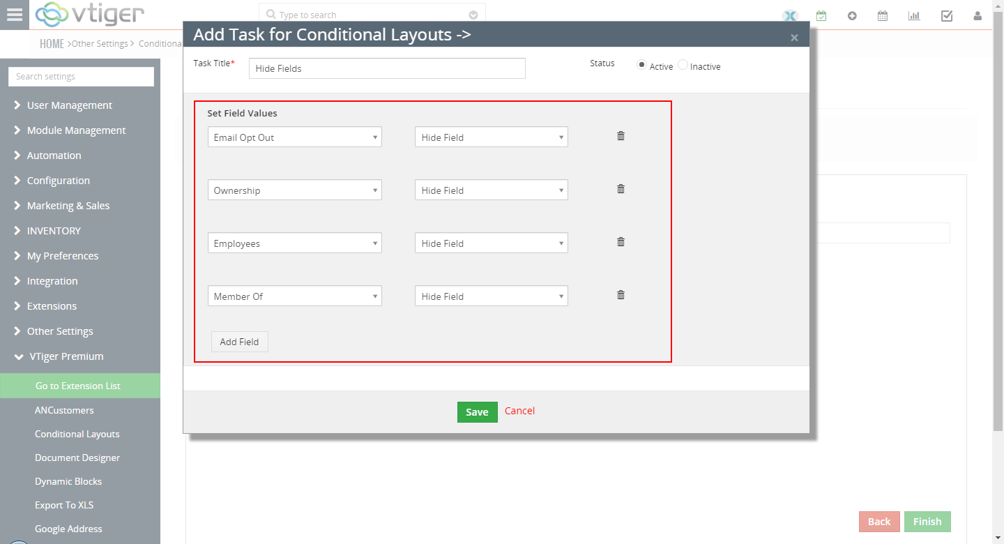 VTiger Conditional Layouts - hide fields5