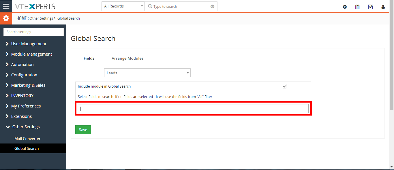 how to include phone, email (or any other field) in VTiger search 3