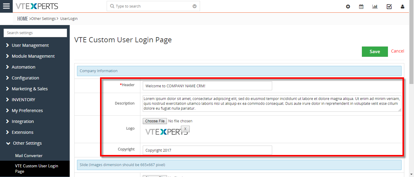 customize vtiger login page 3