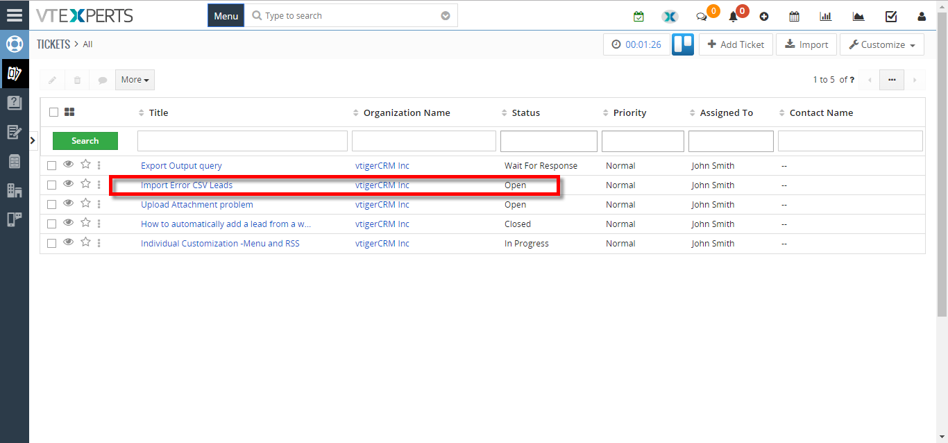 How to track time spent on tickets, projects or contacts 3