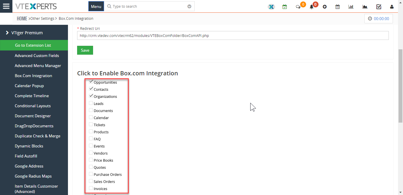 vtiger-7-premium-extension-pack-box-integration-configuration-select-modules