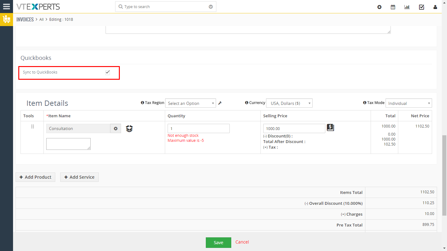 QuickBooks Online Integration for VTiger 7 - synctoqb