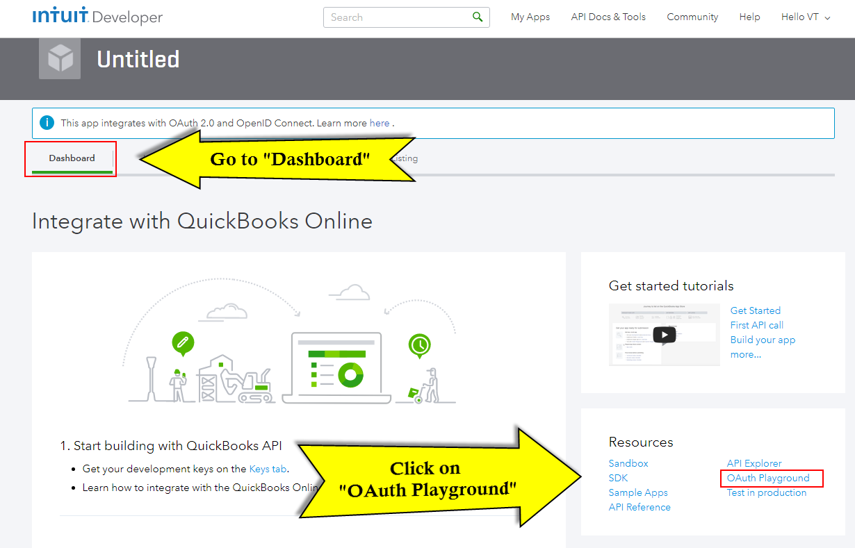 Quickbooks API Configuration - playground