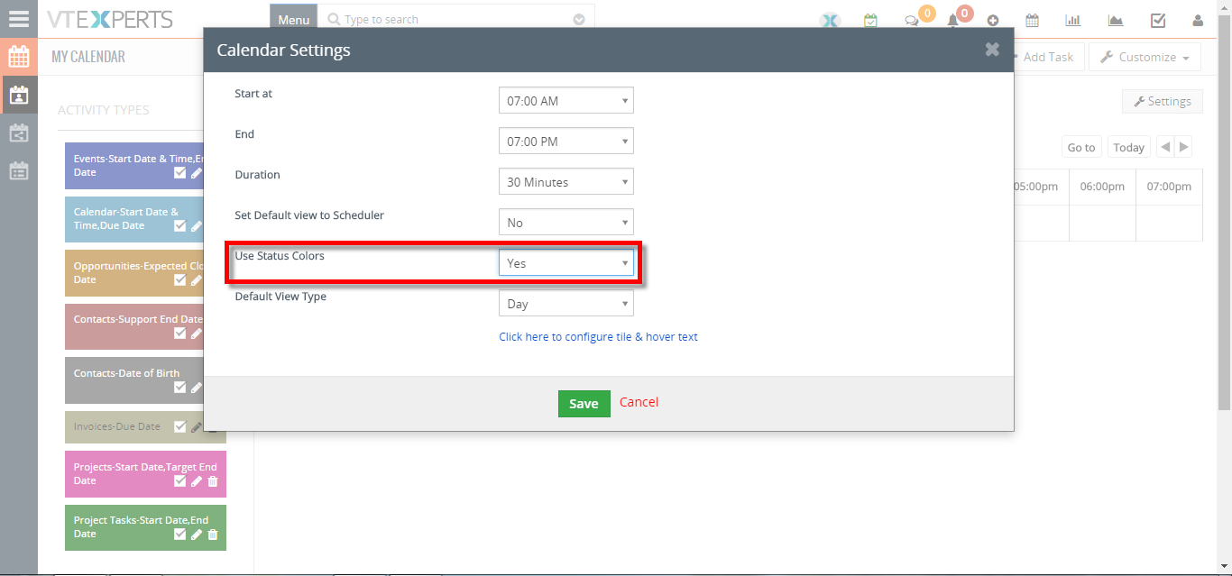 change calendar colors based on Activity Status Type in VTiger 2