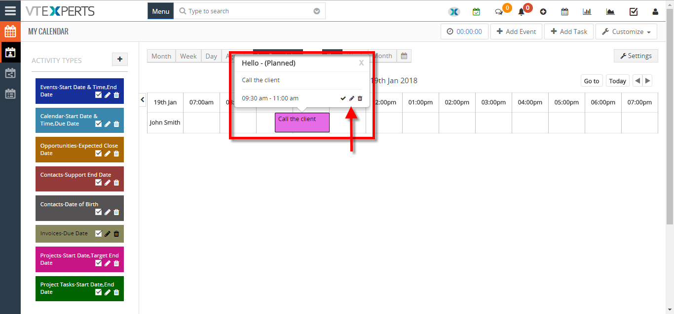 display more information on Calendar Activities in VTiger 1