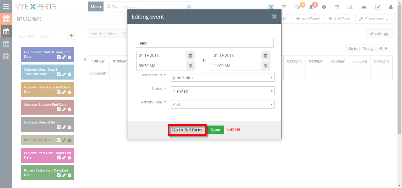 display more information on Calendar Activities in VTiger 2