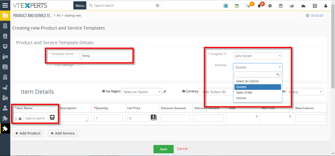 create product service bundles in VTiger 3