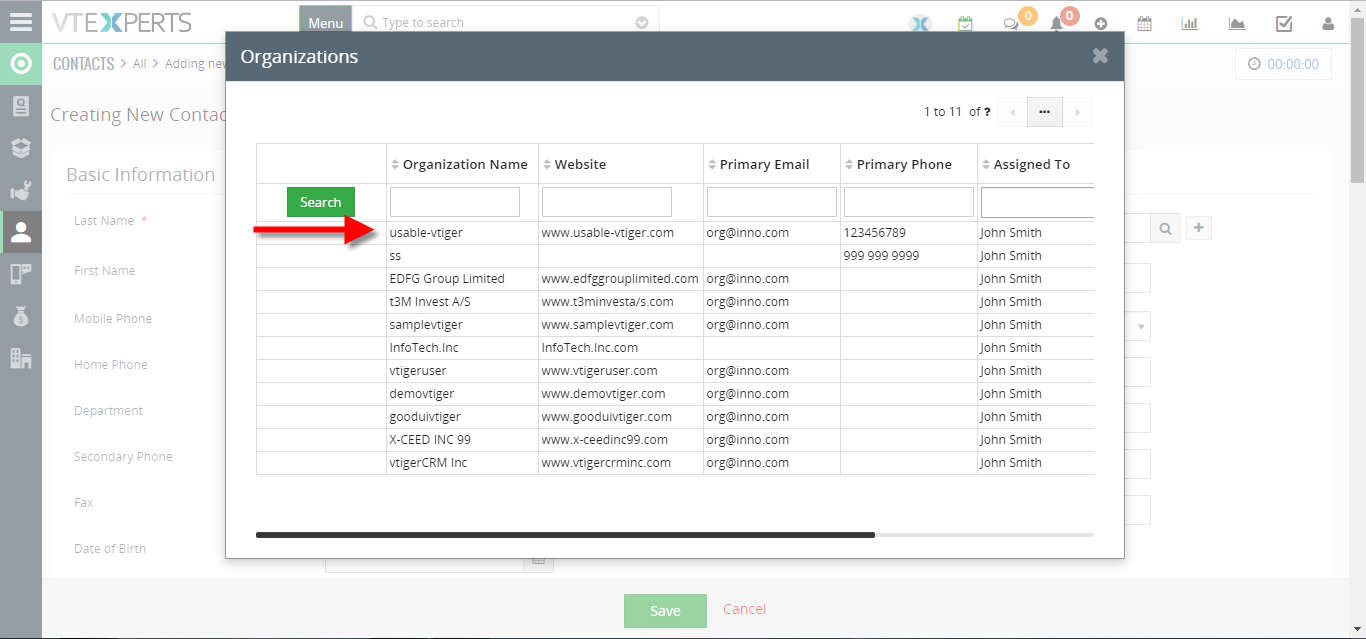 transfer fill phone number from organization to a new contact 6