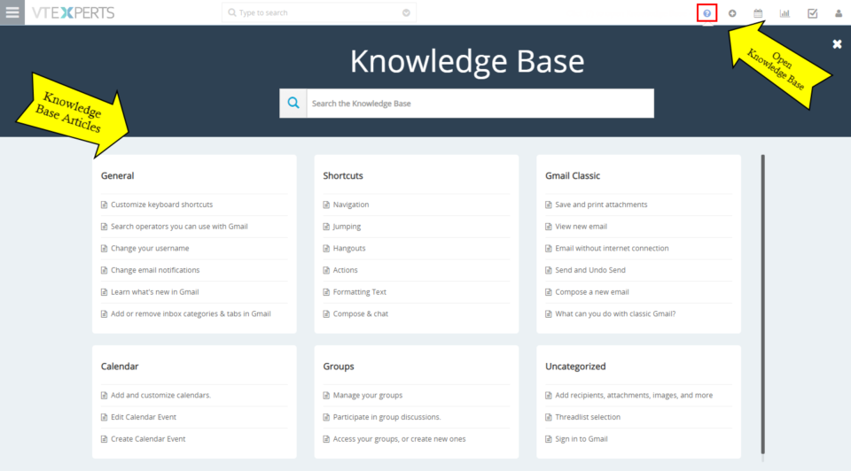 knowledge base extension for VTiger