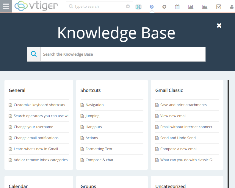 vtiger premium extension pack knowledge base