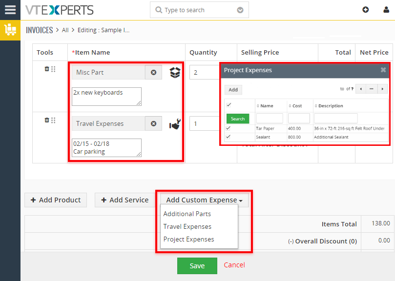 vtiger 7 custom expenses