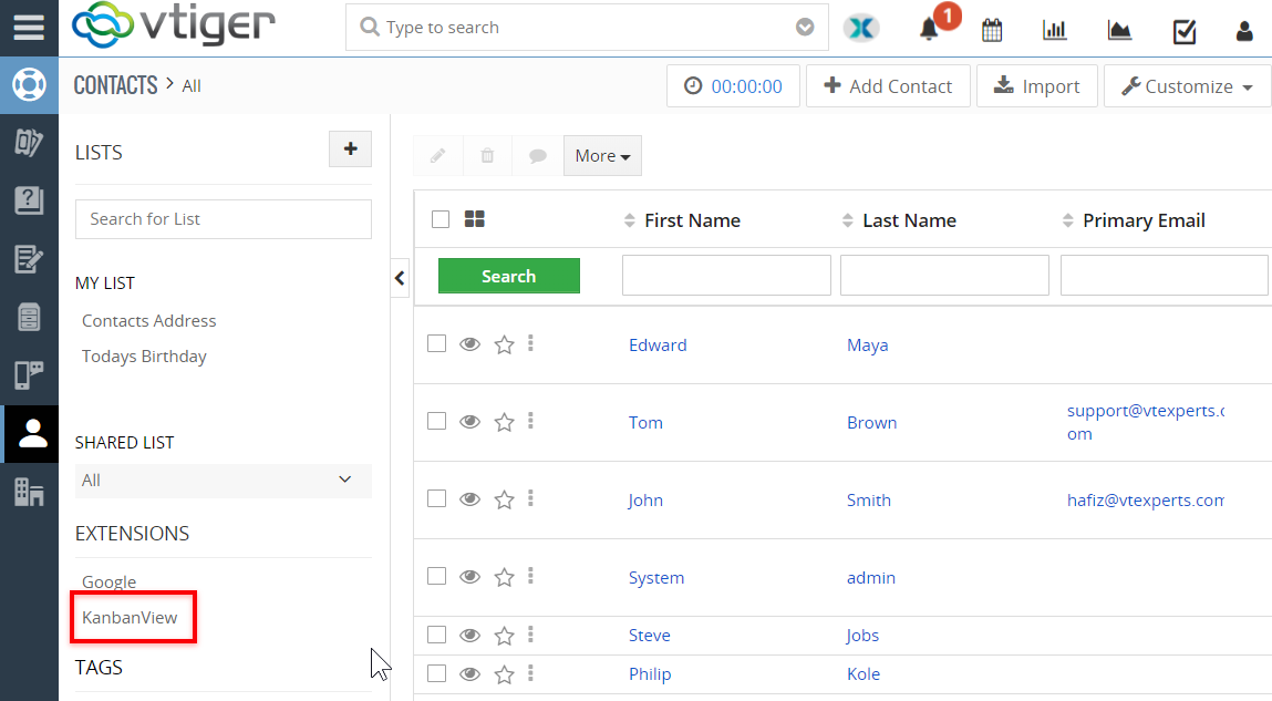 kanban view for vtiger