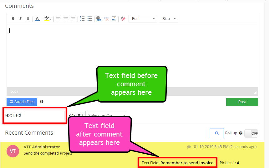 vtiger advanced comments vtexperts text field