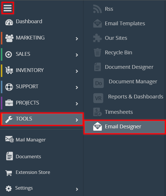 VTiger VTExperts Email Desinger Configure create new template