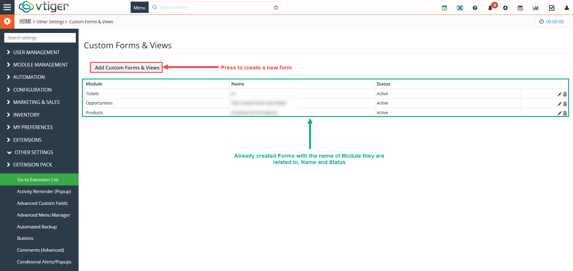 Create Custom Form in Vtiger