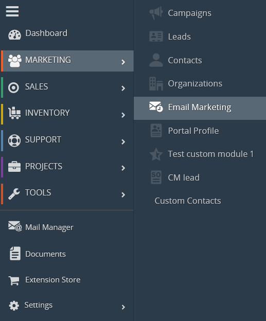 Adding Custom modules to Email Marketing Extension