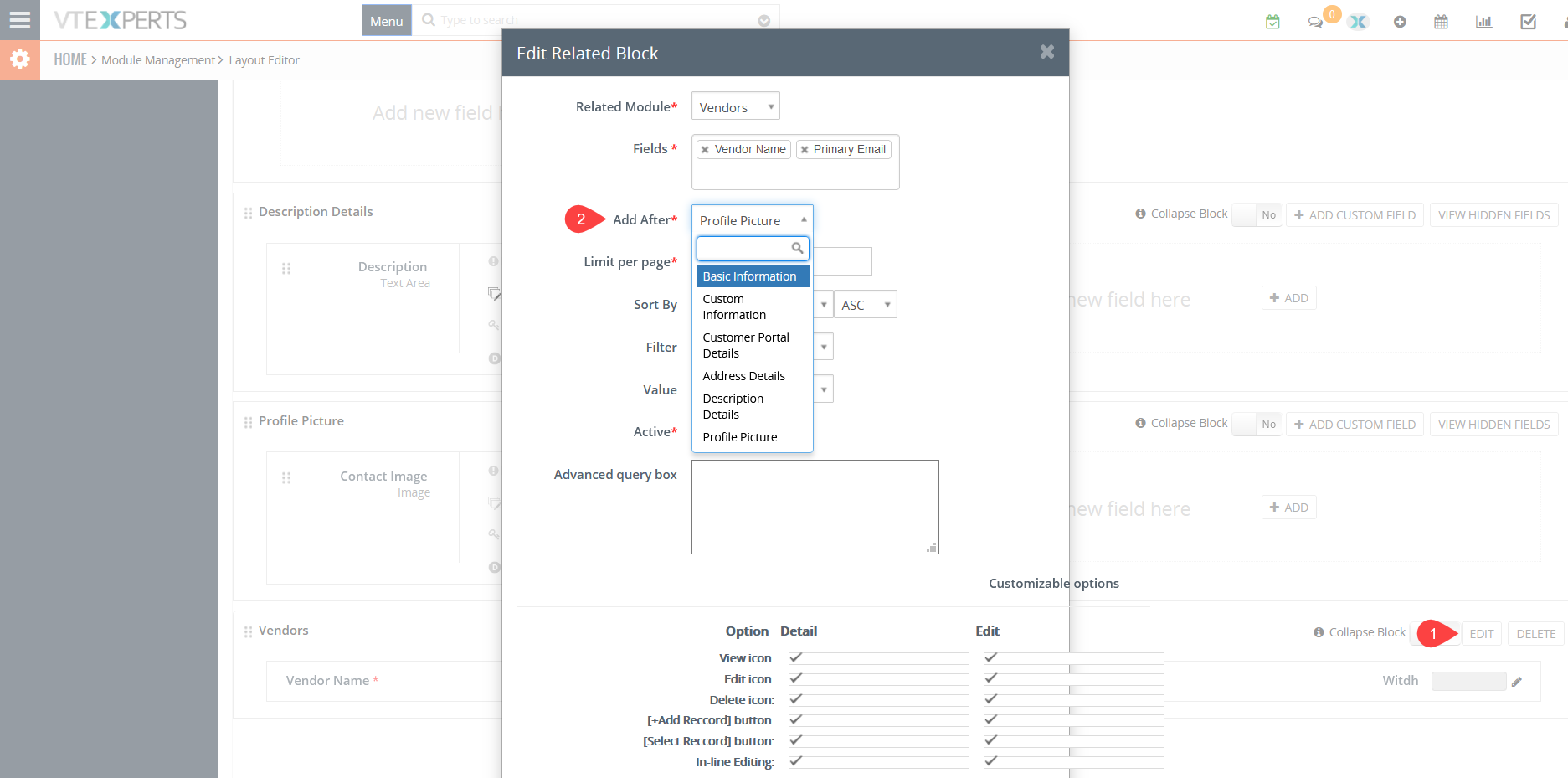 Rearrange related lists and blocks