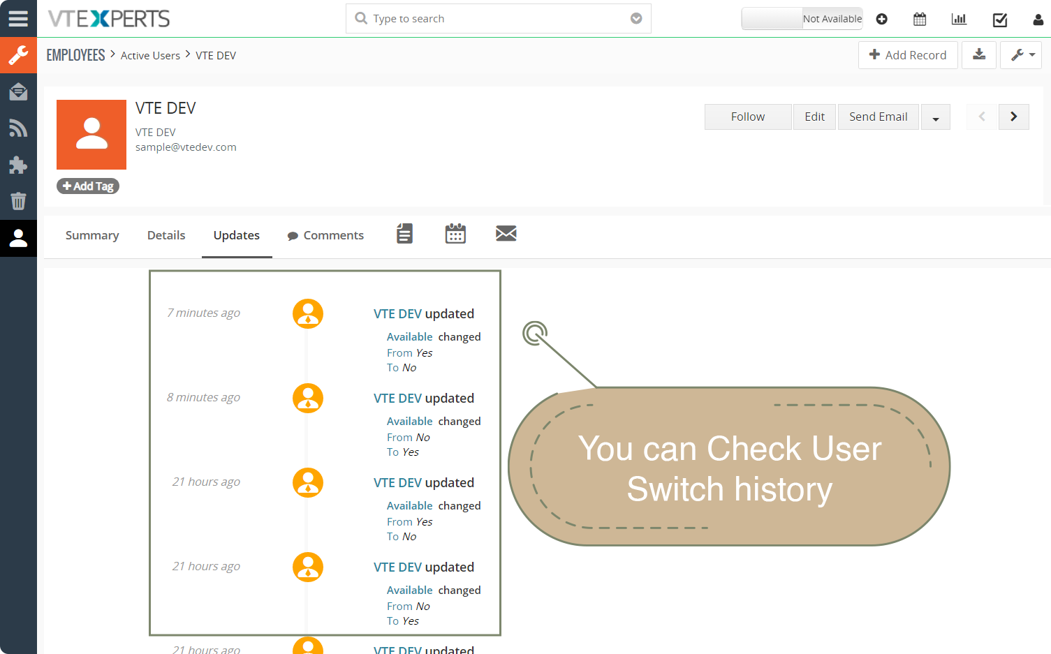 Availability Switch for Users in Vtiger