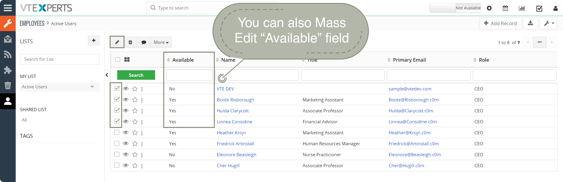 Availability Switch for Users in Vtiger