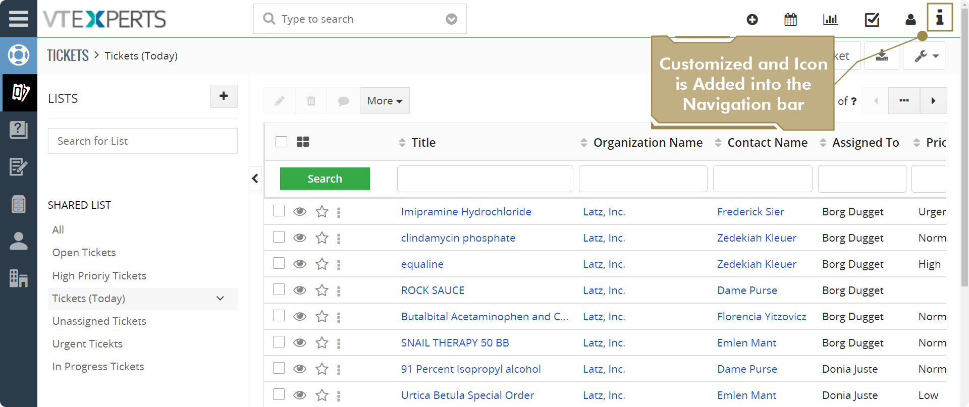 Customize Vtiger CRM's Navigation bar