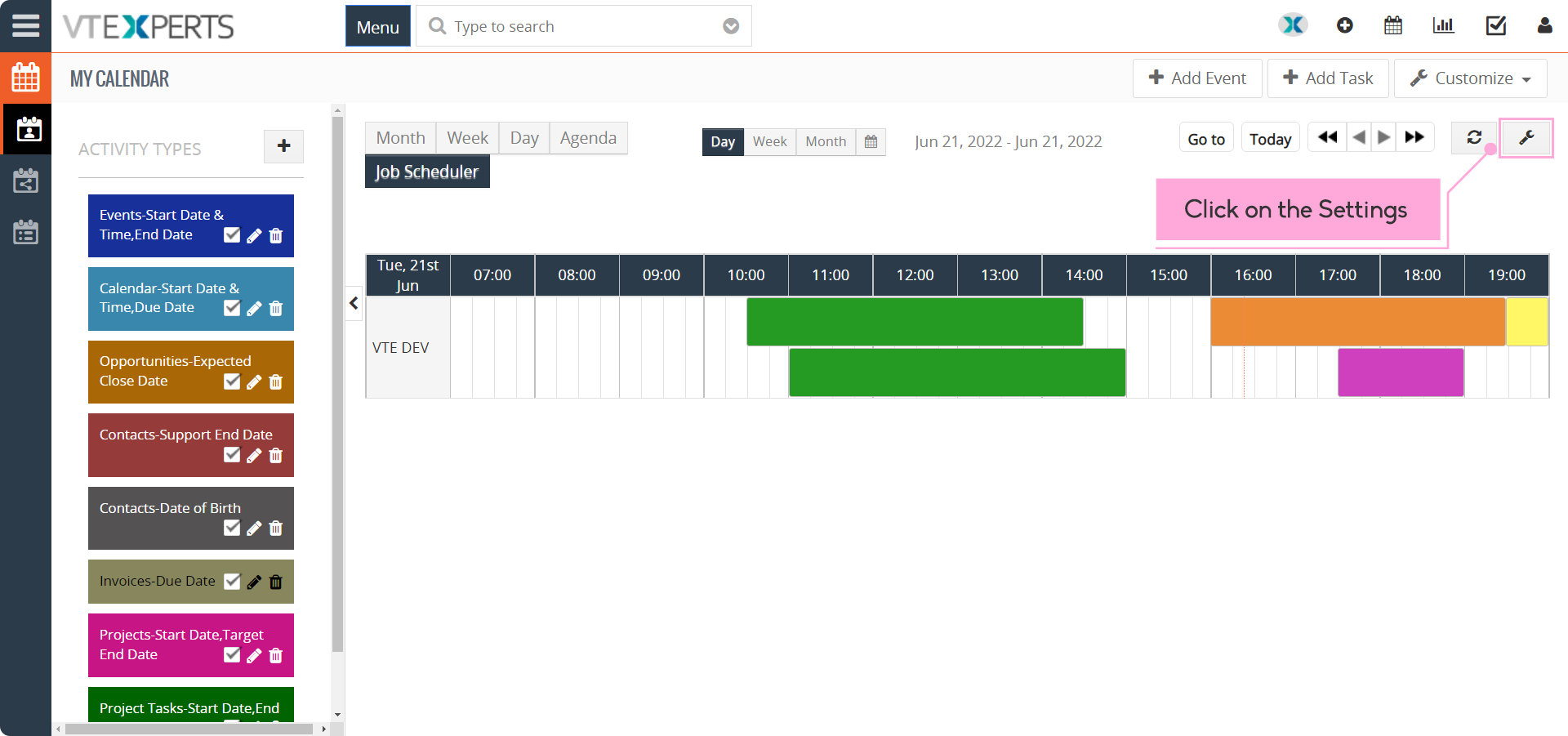 Job Scheduler New Feature - Color Tiles based on Activity Type