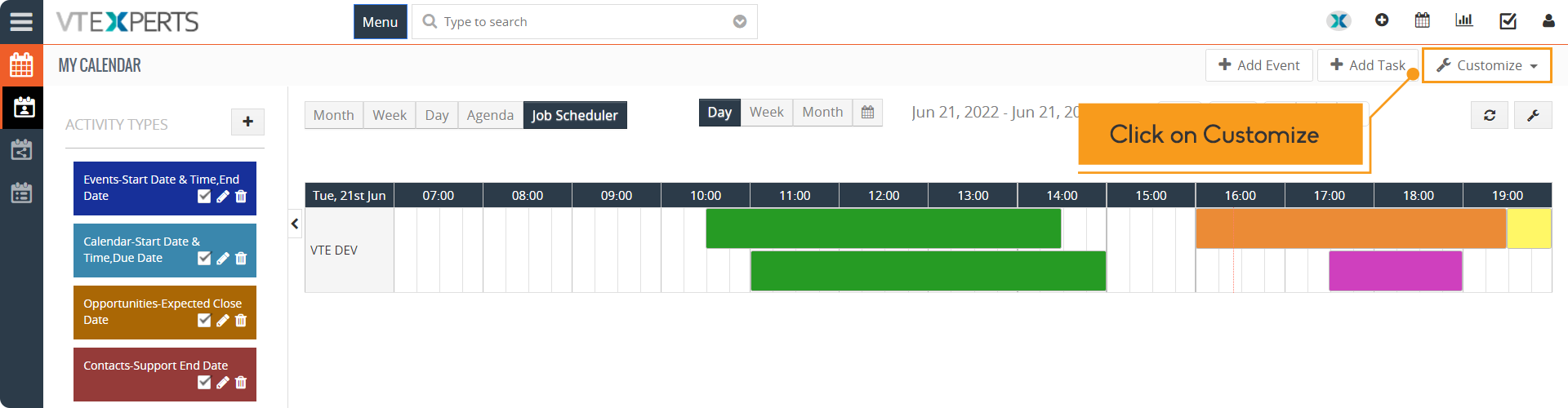 Job Scheduler New Feature - Color Tiles based on Activity Type