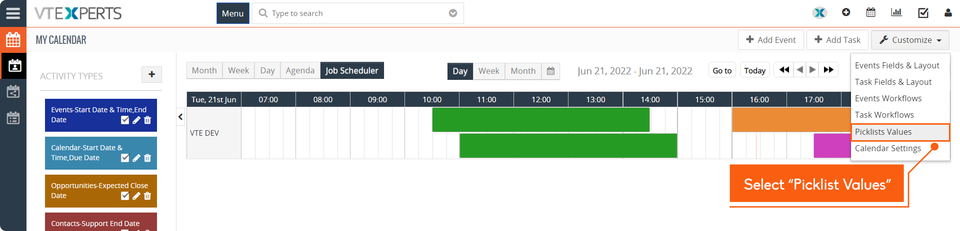 Job Scheduler New Feature - Color Tiles based on Activity Type