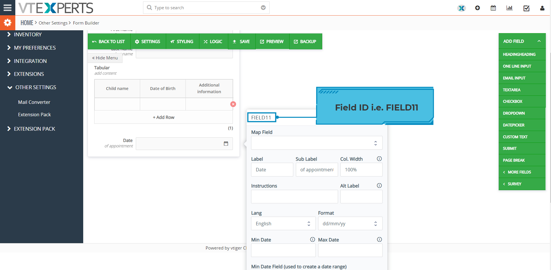 Add related module records using tabular field entry in form builder