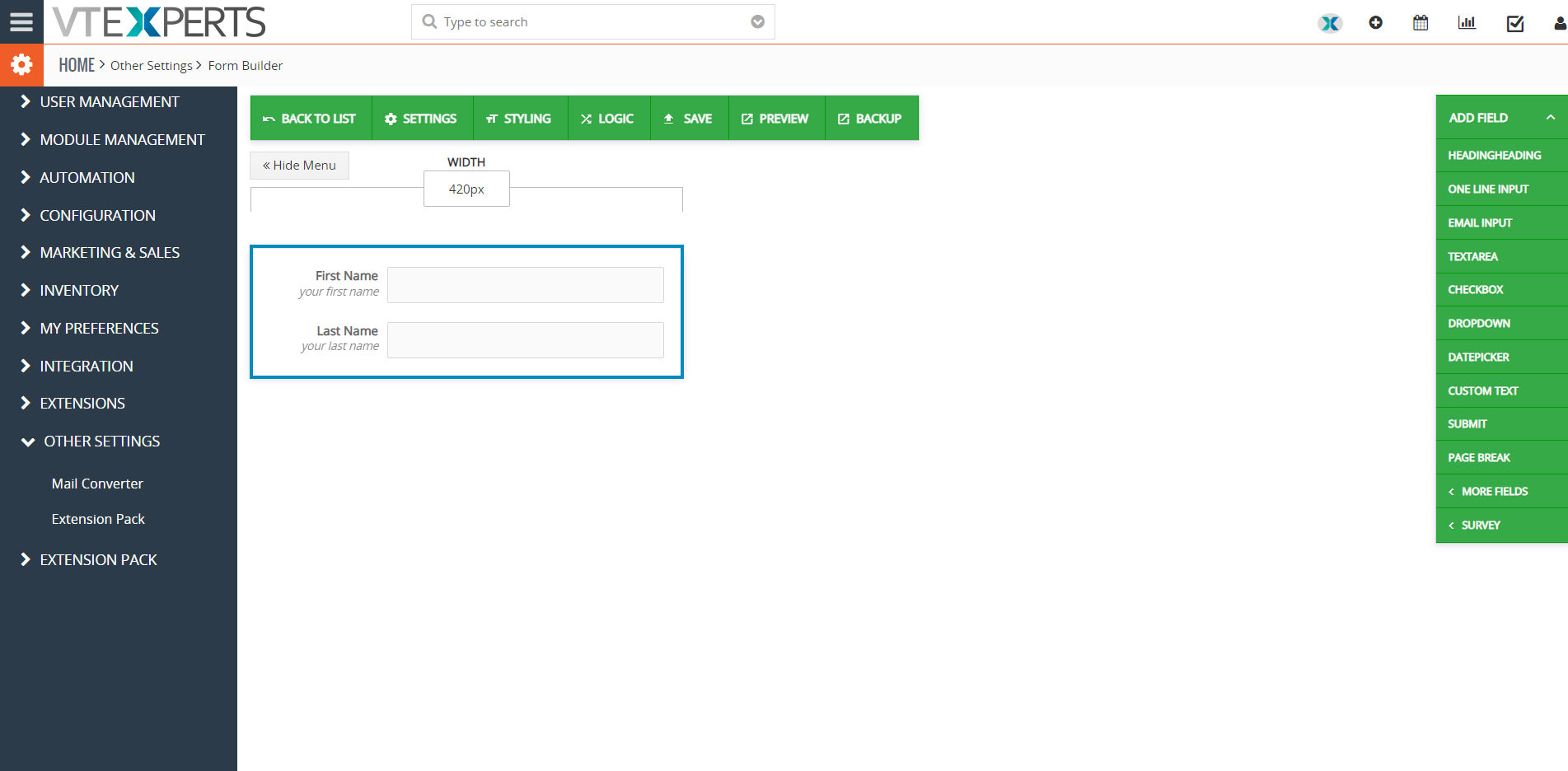 Add related module records using tabular field entry in form builder